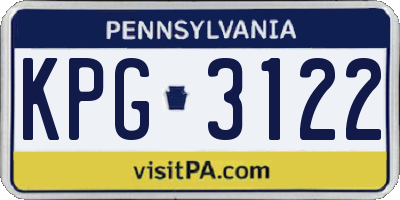 PA license plate KPG3122