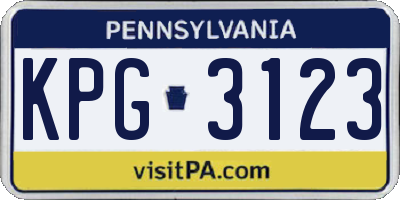PA license plate KPG3123