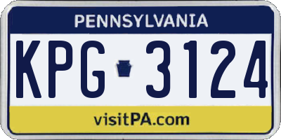PA license plate KPG3124