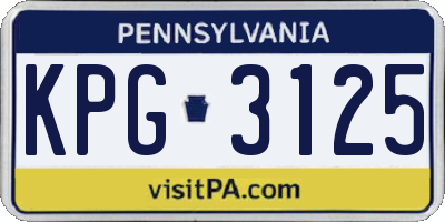 PA license plate KPG3125
