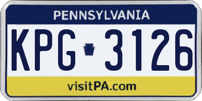 PA license plate KPG3126