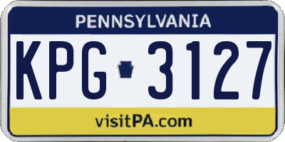 PA license plate KPG3127
