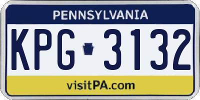 PA license plate KPG3132