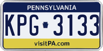 PA license plate KPG3133