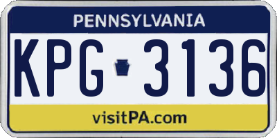 PA license plate KPG3136