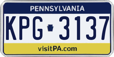 PA license plate KPG3137