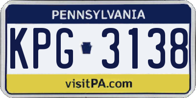 PA license plate KPG3138