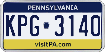 PA license plate KPG3140