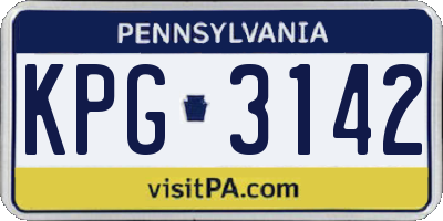 PA license plate KPG3142