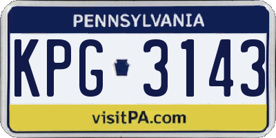 PA license plate KPG3143