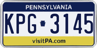 PA license plate KPG3145