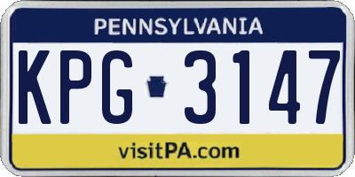 PA license plate KPG3147