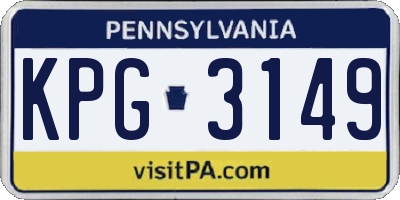 PA license plate KPG3149