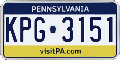 PA license plate KPG3151