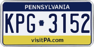 PA license plate KPG3152