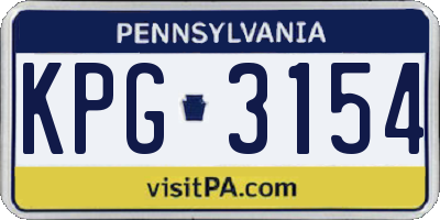 PA license plate KPG3154