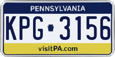 PA license plate KPG3156
