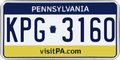 PA license plate KPG3160