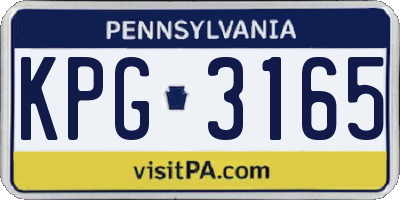 PA license plate KPG3165