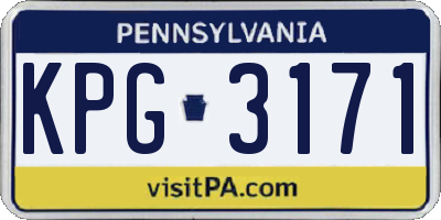 PA license plate KPG3171