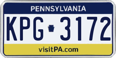 PA license plate KPG3172