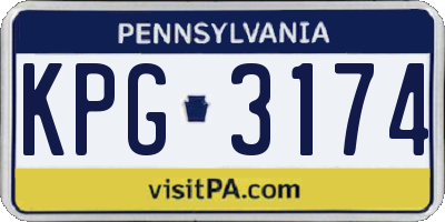 PA license plate KPG3174
