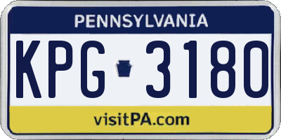 PA license plate KPG3180