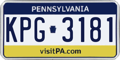 PA license plate KPG3181