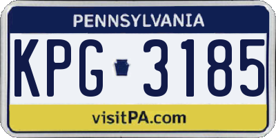 PA license plate KPG3185
