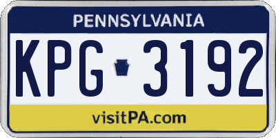 PA license plate KPG3192
