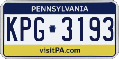 PA license plate KPG3193