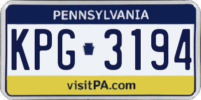 PA license plate KPG3194