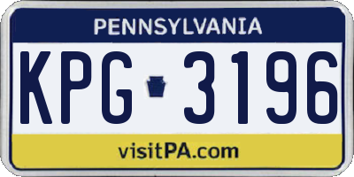 PA license plate KPG3196