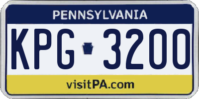 PA license plate KPG3200