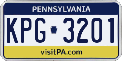 PA license plate KPG3201