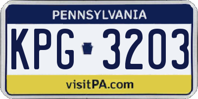 PA license plate KPG3203