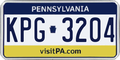 PA license plate KPG3204