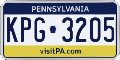 PA license plate KPG3205