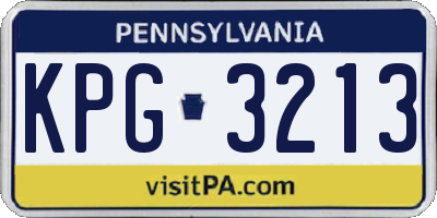PA license plate KPG3213