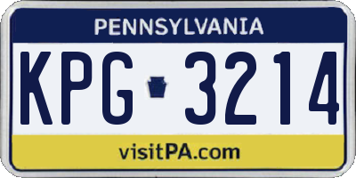PA license plate KPG3214