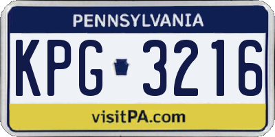 PA license plate KPG3216