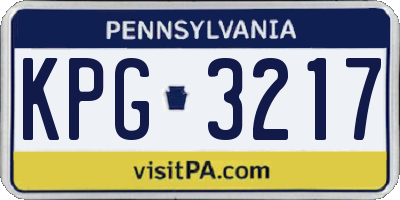 PA license plate KPG3217