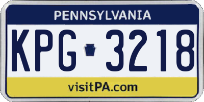 PA license plate KPG3218