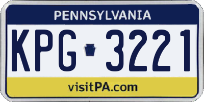PA license plate KPG3221