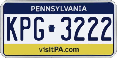 PA license plate KPG3222