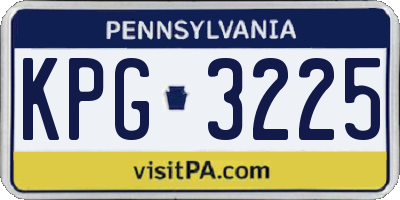 PA license plate KPG3225