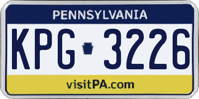 PA license plate KPG3226