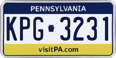 PA license plate KPG3231