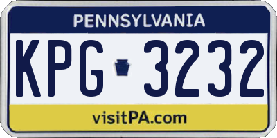 PA license plate KPG3232