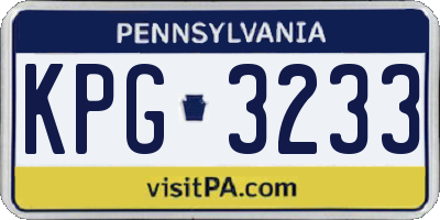 PA license plate KPG3233